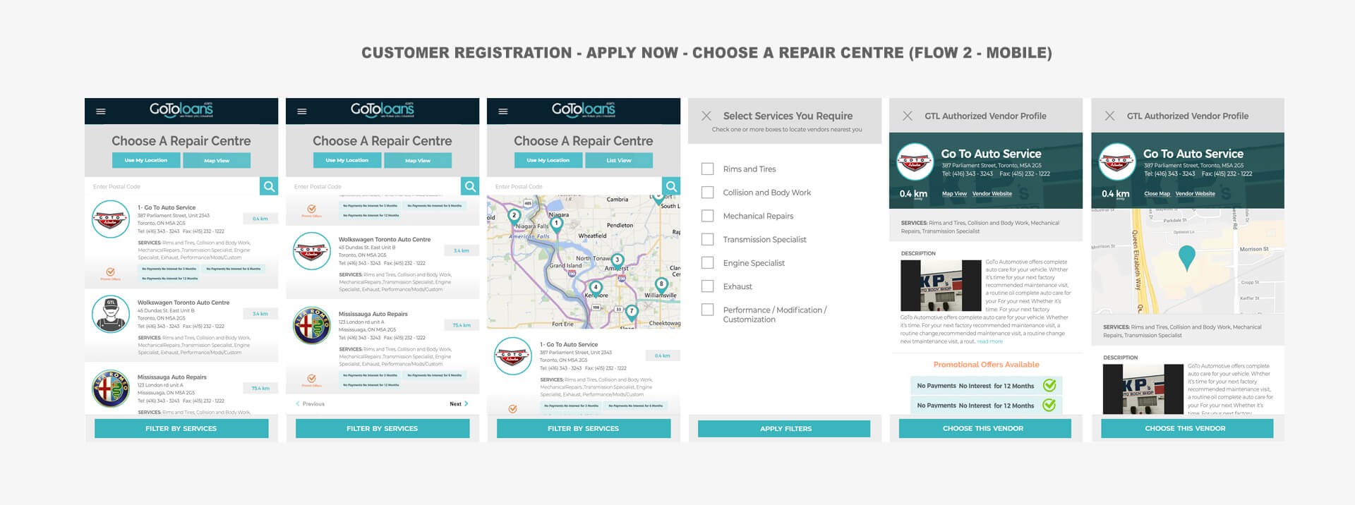 Mobile: choose a repair centre v1